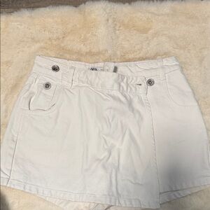 Zara Cream Denim Skirt with Button Accents